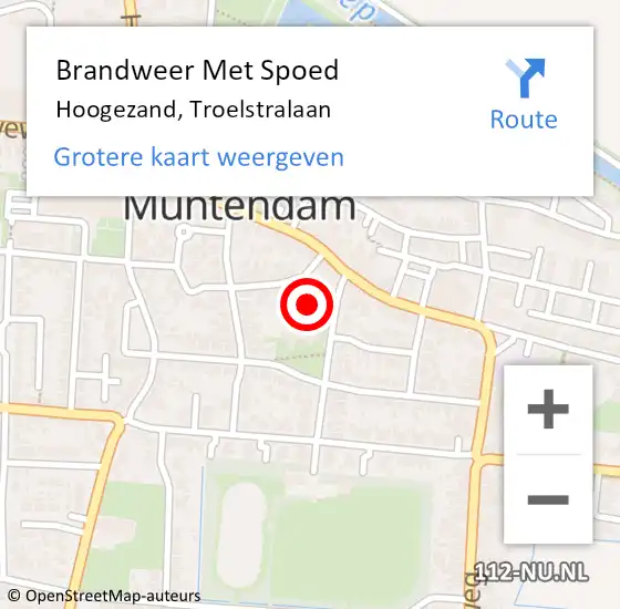 Locatie op kaart van de 112 melding: Brandweer Met Spoed Naar Hoogezand, Troelstralaan op 12 augustus 2022 01:52