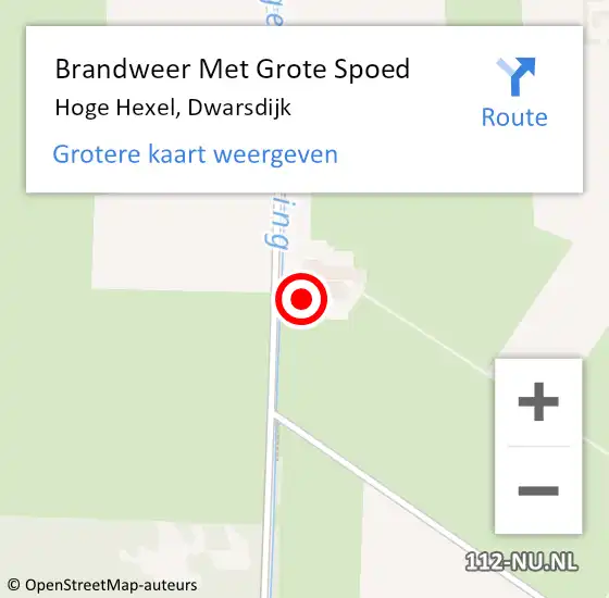 Locatie op kaart van de 112 melding: Brandweer Met Grote Spoed Naar Hoge Hexel, Dwarsdijk op 12 augustus 2022 05:10