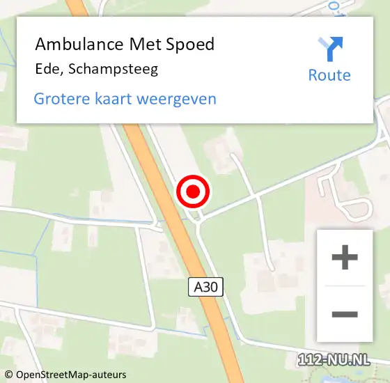 Locatie op kaart van de 112 melding: Ambulance Met Spoed Naar Ede, Schampsteeg op 12 augustus 2022 05:17