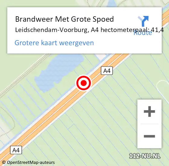 Locatie op kaart van de 112 melding: Brandweer Met Grote Spoed Naar Leidschendam-Voorburg, A4 hectometerpaal: 41,4 op 12 augustus 2022 06:01
