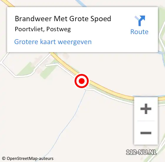 Locatie op kaart van de 112 melding: Brandweer Met Grote Spoed Naar Poortvliet, Postweg op 12 augustus 2022 06:59