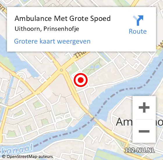 Locatie op kaart van de 112 melding: Ambulance Met Grote Spoed Naar Uithoorn, Prinsenhofje op 12 augustus 2022 07:18