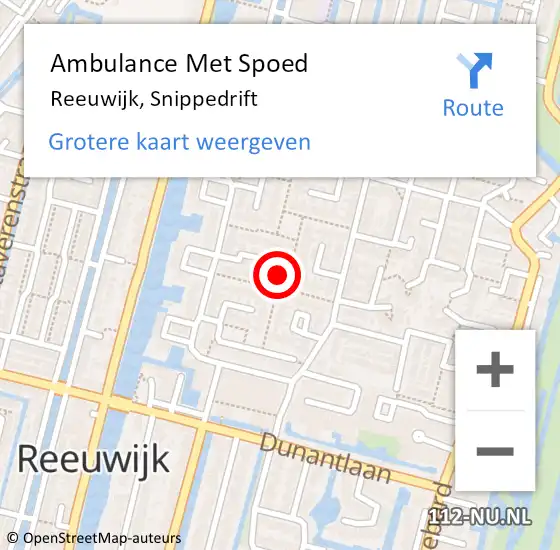 Locatie op kaart van de 112 melding: Ambulance Met Spoed Naar Reeuwijk, Snippedrift op 12 augustus 2022 07:27