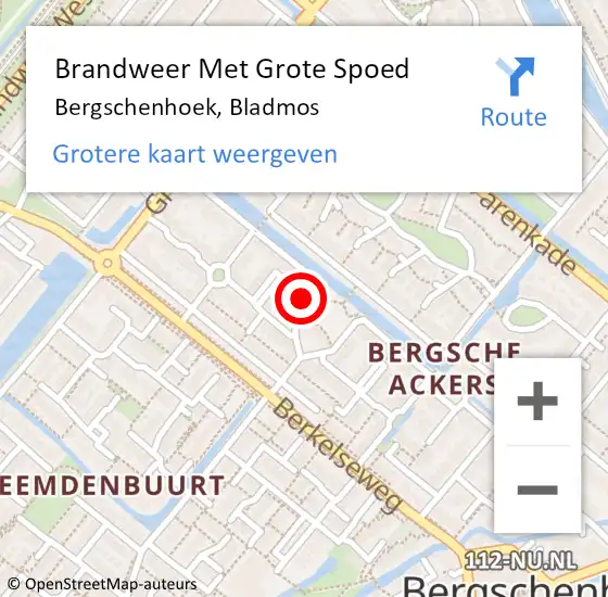 Locatie op kaart van de 112 melding: Brandweer Met Grote Spoed Naar Bergschenhoek, Bladmos op 12 augustus 2022 08:09