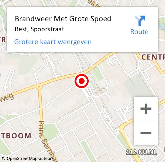 Locatie op kaart van de 112 melding: Brandweer Met Grote Spoed Naar Best, Spoorstraat op 26 juli 2014 02:42