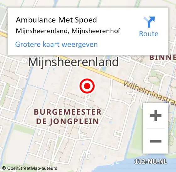 Locatie op kaart van de 112 melding: Ambulance Met Spoed Naar Mijnsheerenland, Mijnsheerenhof op 12 augustus 2022 08:42