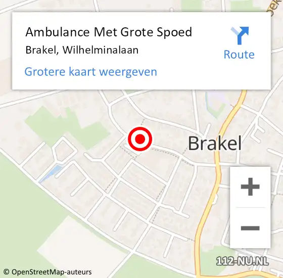 Locatie op kaart van de 112 melding: Ambulance Met Grote Spoed Naar Brakel, Wilhelminalaan op 12 augustus 2022 08:54