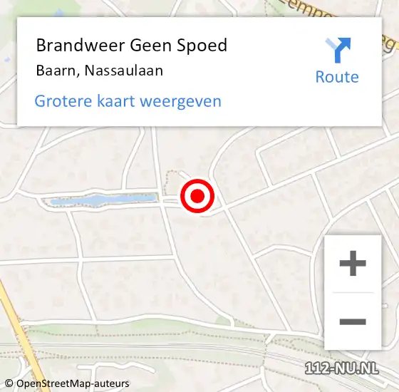 Locatie op kaart van de 112 melding: Brandweer Geen Spoed Naar Baarn, Nassaulaan op 12 augustus 2022 08:56