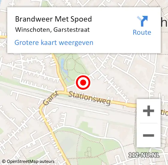 Locatie op kaart van de 112 melding: Brandweer Met Spoed Naar Winschoten, Garstestraat op 12 augustus 2022 08:59