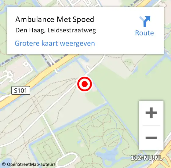 Locatie op kaart van de 112 melding: Ambulance Met Spoed Naar Den Haag, Leidsestraatweg op 12 augustus 2022 09:05