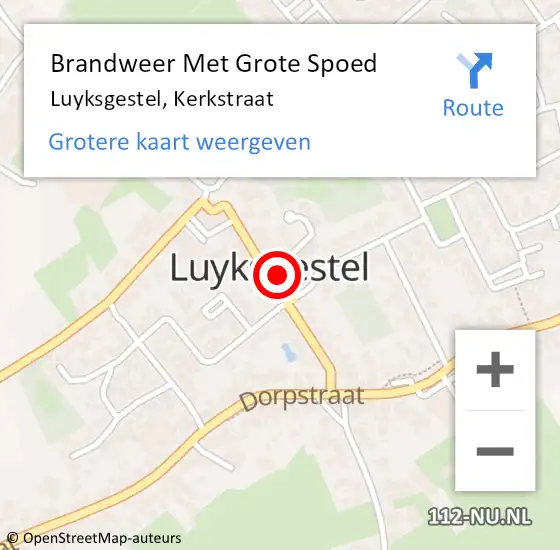 Locatie op kaart van de 112 melding: Brandweer Met Grote Spoed Naar Luyksgestel, Kerkstraat op 12 augustus 2022 09:14