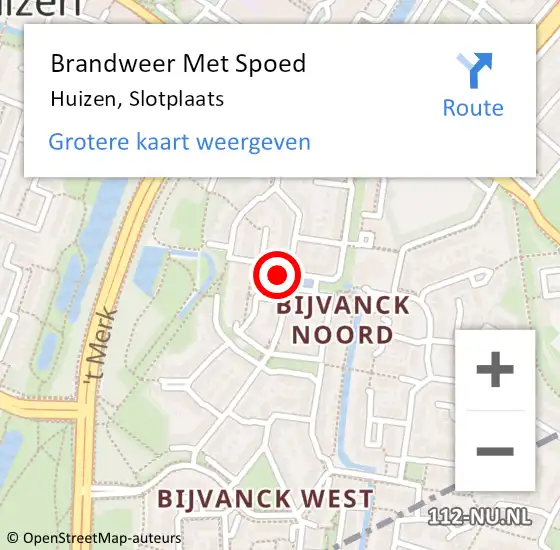 Locatie op kaart van de 112 melding: Brandweer Met Spoed Naar Huizen, Slotplaats op 12 augustus 2022 09:14