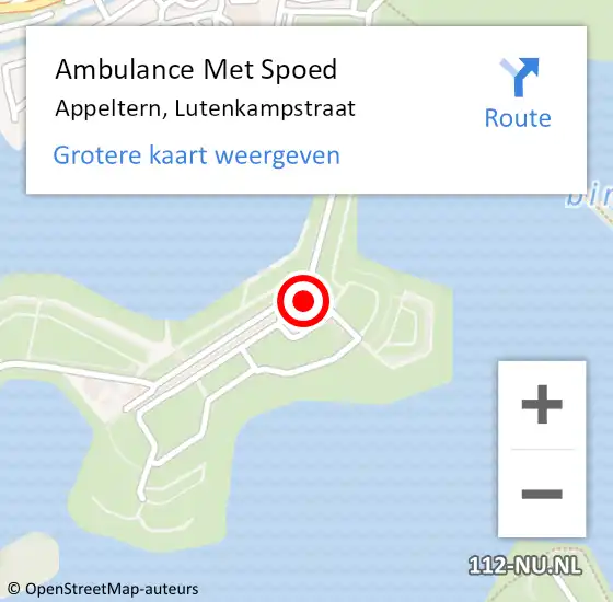 Locatie op kaart van de 112 melding: Ambulance Met Spoed Naar Appeltern, Lutenkampstraat op 12 augustus 2022 09:27