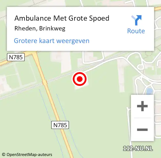 Locatie op kaart van de 112 melding: Ambulance Met Grote Spoed Naar Rheden, Brinkweg op 12 augustus 2022 09:32
