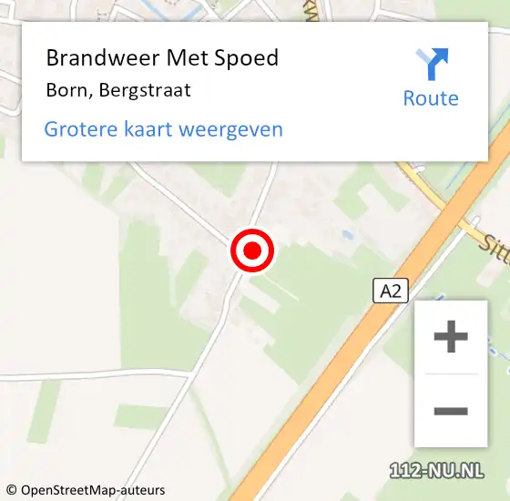 Locatie op kaart van de 112 melding: Brandweer Met Spoed Naar Born, Bergstraat op 12 augustus 2022 09:58