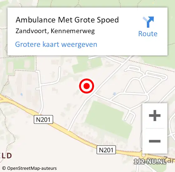 Locatie op kaart van de 112 melding: Ambulance Met Grote Spoed Naar Zandvoort, Kennemerweg op 12 augustus 2022 10:26