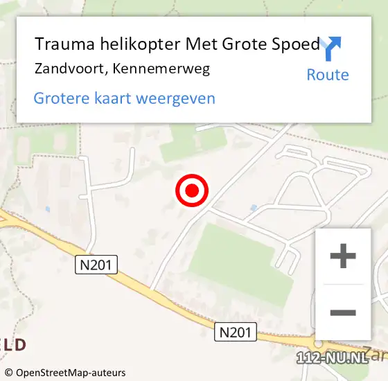 Locatie op kaart van de 112 melding: Trauma helikopter Met Grote Spoed Naar Zandvoort, Kennemerweg op 12 augustus 2022 10:27