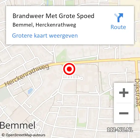 Locatie op kaart van de 112 melding: Brandweer Met Grote Spoed Naar Bemmel, Herckenrathweg op 12 augustus 2022 10:40