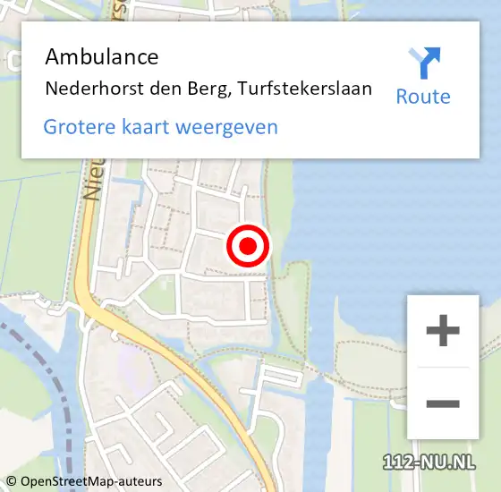 Locatie op kaart van de 112 melding: Ambulance Nederhorst den Berg, Turfstekerslaan op 26 juli 2014 03:19