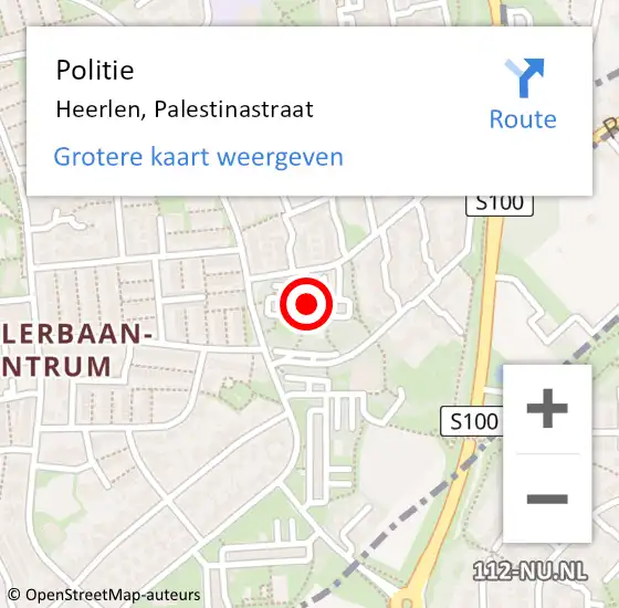 Locatie op kaart van de 112 melding: Politie Heerlen, Palestinastraat op 12 augustus 2022 10:42