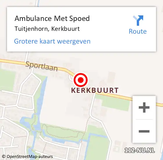 Locatie op kaart van de 112 melding: Ambulance Met Spoed Naar Tuitjenhorn, Kerkbuurt op 12 augustus 2022 10:57