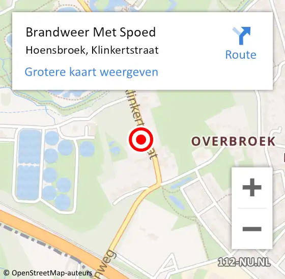 Locatie op kaart van de 112 melding: Brandweer Met Spoed Naar Hoensbroek, Klinkertstraat op 12 augustus 2022 10:59