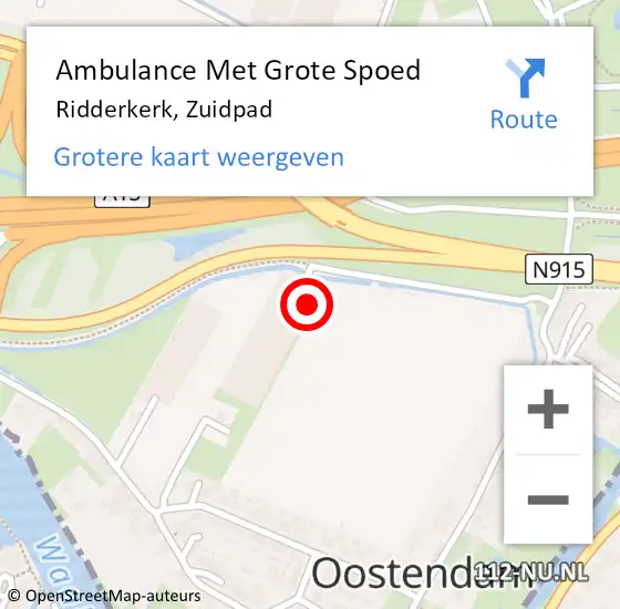 Locatie op kaart van de 112 melding: Ambulance Met Grote Spoed Naar Ridderkerk, Zuidpad op 12 augustus 2022 11:25