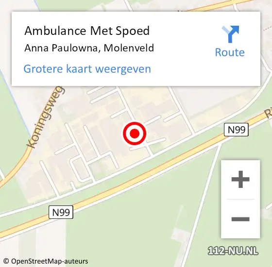 Locatie op kaart van de 112 melding: Ambulance Met Spoed Naar Anna Paulowna, Molenveld op 12 augustus 2022 11:47