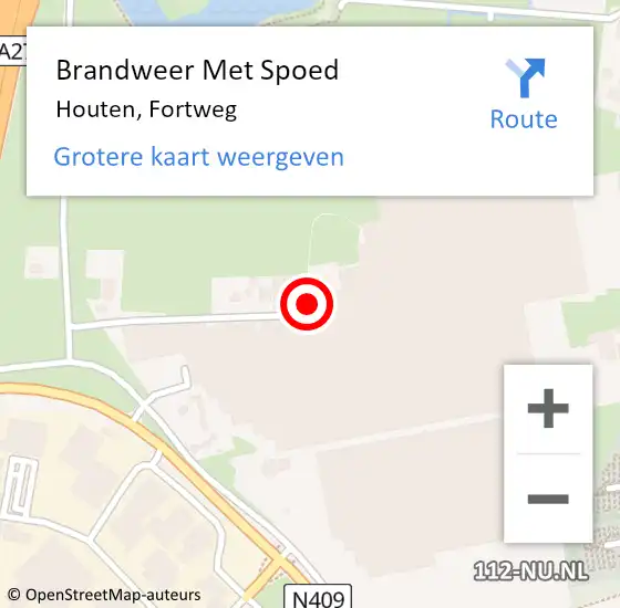 Locatie op kaart van de 112 melding: Brandweer Met Spoed Naar Houten, Fortweg op 12 augustus 2022 11:48