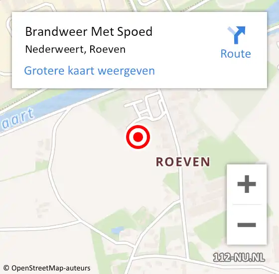 Locatie op kaart van de 112 melding: Brandweer Met Spoed Naar Nederweert, Roeven op 12 augustus 2022 12:12