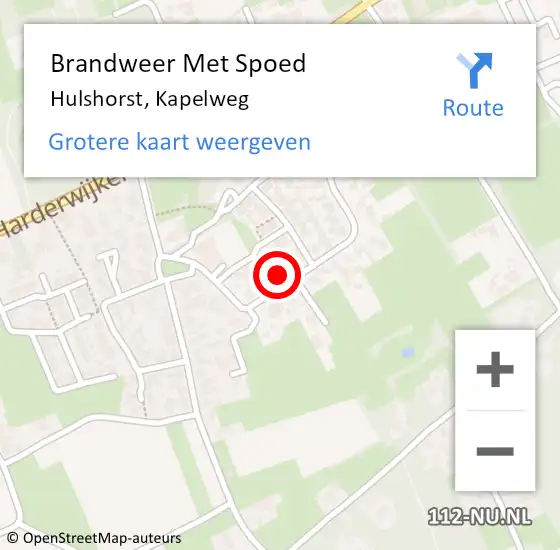 Locatie op kaart van de 112 melding: Brandweer Met Spoed Naar Hulshorst, Kapelweg op 12 augustus 2022 12:25