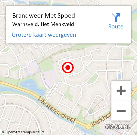 Locatie op kaart van de 112 melding: Brandweer Met Spoed Naar Warnsveld, Het Menkveld op 12 augustus 2022 12:26