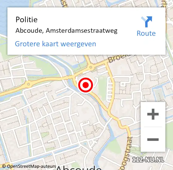 Locatie op kaart van de 112 melding: Politie Abcoude, Amsterdamsestraatweg op 12 augustus 2022 12:31