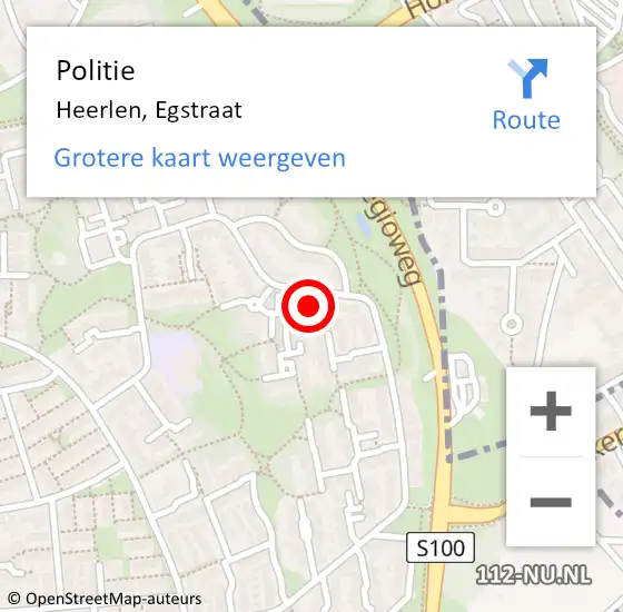 Locatie op kaart van de 112 melding: Politie Heerlen, Egstraat op 12 augustus 2022 12:50