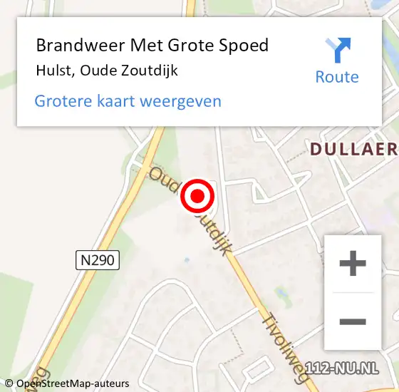 Locatie op kaart van de 112 melding: Brandweer Met Grote Spoed Naar Hulst, Oude Zoutdijk op 12 augustus 2022 13:11