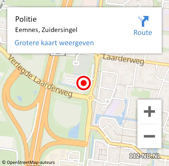 Locatie op kaart van de 112 melding: Politie Eemnes, Zuidersingel op 12 augustus 2022 13:32