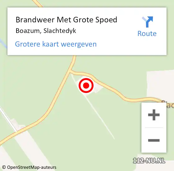 Locatie op kaart van de 112 melding: Brandweer Met Grote Spoed Naar Boazum, Slachtedyk op 12 augustus 2022 13:38