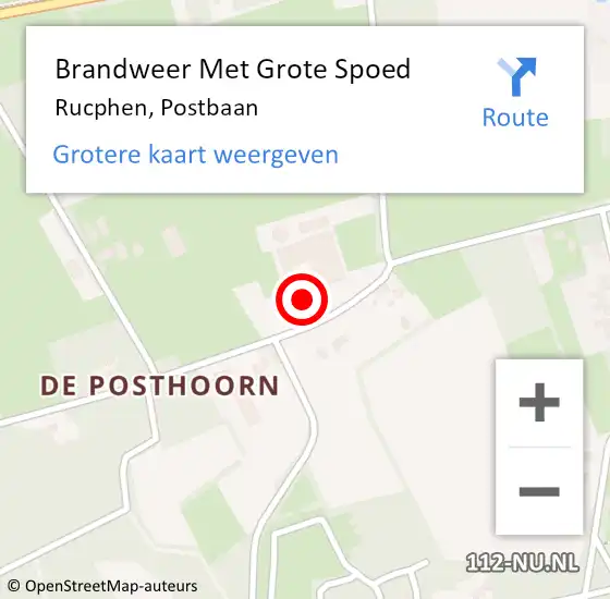 Locatie op kaart van de 112 melding: Brandweer Met Grote Spoed Naar Rucphen, Postbaan op 12 augustus 2022 13:45