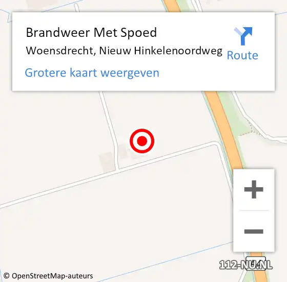 Locatie op kaart van de 112 melding: Brandweer Met Spoed Naar Woensdrecht, Nieuw Hinkelenoordweg op 12 augustus 2022 14:20