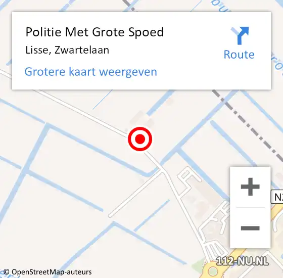 Locatie op kaart van de 112 melding: Politie Met Grote Spoed Naar Lisse, Zwartelaan op 12 augustus 2022 14:25