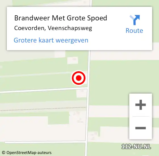 Locatie op kaart van de 112 melding: Brandweer Met Grote Spoed Naar Coevorden, Veenschapsweg op 12 augustus 2022 14:26