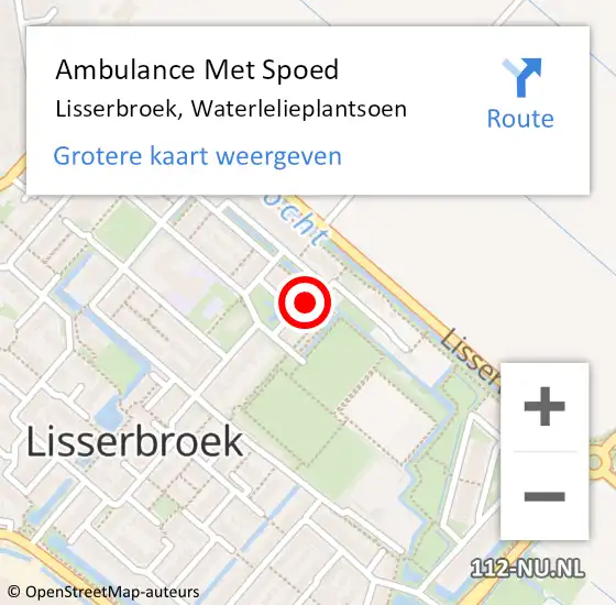 Locatie op kaart van de 112 melding: Ambulance Met Spoed Naar Lisserbroek, Waterlelieplantsoen op 12 augustus 2022 14:34