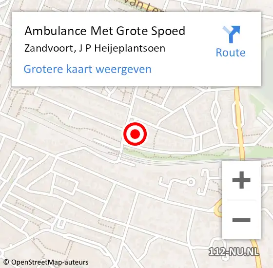 Locatie op kaart van de 112 melding: Ambulance Met Grote Spoed Naar Zandvoort, J P Heijeplantsoen op 12 augustus 2022 14:38