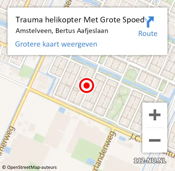Locatie op kaart van de 112 melding: Trauma helikopter Met Grote Spoed Naar Amstelveen, Bertus Aafjeslaan op 12 augustus 2022 14:45
