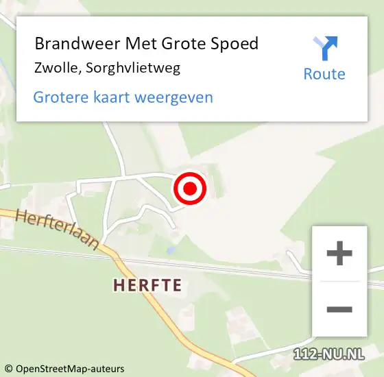 Locatie op kaart van de 112 melding: Brandweer Met Grote Spoed Naar Zwolle, Sorghvlietweg op 12 augustus 2022 14:47