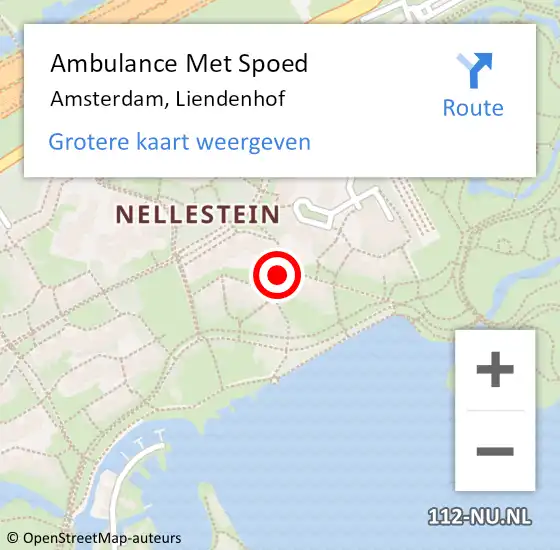 Locatie op kaart van de 112 melding: Ambulance Met Spoed Naar Amsterdam-Zuidoost, Liendenhof op 12 augustus 2022 14:52