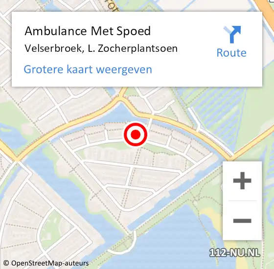 Locatie op kaart van de 112 melding: Ambulance Met Spoed Naar Velserbroek, L. Zocherplantsoen op 12 augustus 2022 14:58