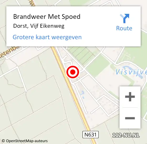 Locatie op kaart van de 112 melding: Brandweer Met Spoed Naar Dorst, Vijf Eikenweg op 12 augustus 2022 14:59