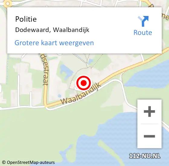 Locatie op kaart van de 112 melding: Politie Dodewaard, Waalbandijk op 12 augustus 2022 15:13