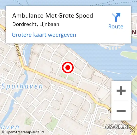 Locatie op kaart van de 112 melding: Ambulance Met Grote Spoed Naar Dordrecht, Lijnbaan op 12 augustus 2022 15:18